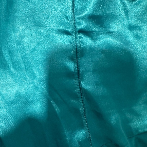 May Queen Teal One Shoulder Dress with Gold Detailing - Picture 11 of 12